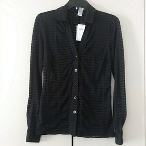 CACHE SHEAR LONG SLEEVE BLOUSE / SIZE SMALL